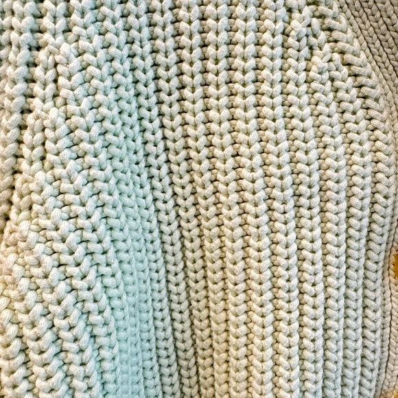 Everlane Sea Foam Green Chunky Knit Large Button-Up Cardigan Texture Cotton Sz S - Picture 5 of 12